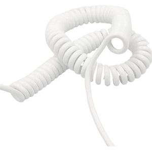 Opgerolde verlengkabel, 0,15 mm vierkante spiraalvormige telescopische draad met 8 kernen, 26AWG, witte veerkabel, rekbaar van 1 meter tot 15 meter veerkabel(Stretch 12 meter)