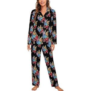 Kat Eenhoorn Octopus Vlinder Lange Mouw Pyjama Sets Voor Vrouwen Klassieke Nachtkleding Nachtkleding Zachte Pjs Lounge Sets