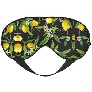 Zacht ademend slaapmasker met citroen- en bloemenprint, lichtblokkering, verstelbare riem, slaapmasker voor reizen, nachtwerk, kantoor