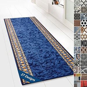 Floordirekt Tapijtloper, met patroon, op maat gemaakt, met fijne lussen, vintage, oosters, 80 x 150 cm, Rügen Blau
