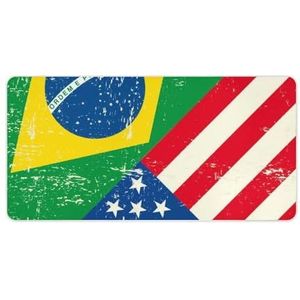 USA Brazilië Amerika Vlag Bureau Mat Volledige Print Grote Muismat Uitgebreid Bureau Pad Voor Gamer Kantoor En Thuis