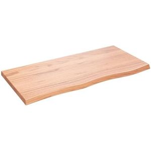 vidaXL Wastafelblad 100x50x(2-4) cm behandeld massief hout lichtbruin, blad voor wastafel, bureaublad, tafelblad hout, tafelblad, eiken tafelblad