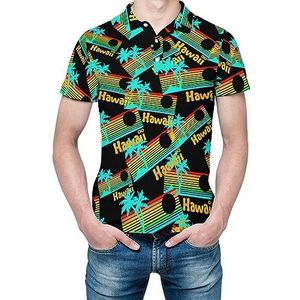 Jaren 80 Retro Vintage Hawaii Heren Shirt met korte mouwen Golfshirts Regular-Fit Tennis T-Shirt Casual Business Tops