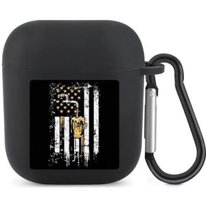 4 juli Amerikaanse vlag bier brouwen schattig hoesje voor AirPods 2 & 1 schokbestendige beschermende hoofdtelefoon gevallen cover met sleutelhanger voor mannen vrouwen