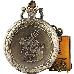 Herenzakhorloge, romantisch bronzen zakhorloge Alice in Wonderland schattig horloge, geschenken voor mannen - JLySHOP