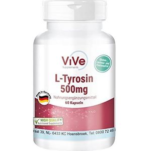 L-Tyrosine 500 mg - 60 capsules - hoge dosis - proteinogeen aminozuur | kwaliteit uit Duitsland van ViVe Supplements