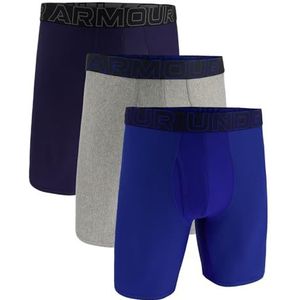 Under Armour UA Performance Tech™ 9 inch Boxerjock® ondergoed voor heren en heren, verpakking van 3 stuks, Royal/Steel Full Heather/Royal, L