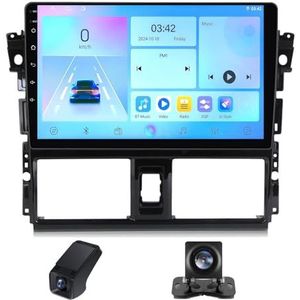 Autoradio 2 Din met Carplay Android Auto Wireless,geldt voor Toyota Vios XP150 2013-2020 10inch touchscreen Bluetooth Stereo Auto FM-radio RDS/AM/4GLTE 5GWifi achteruitrijcamera(NF-1)