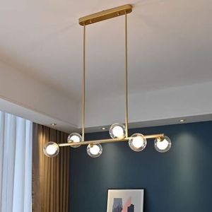 LANGDU Moderne eenvoudige kroonluchter, Spoetnik hanglamp Mid Century plafondlamp verstelbaar hangend lichtarmatuur for keukeneiland eetkamer slaapkamer hal bar woonkamer(Color:Den,Size:6 Lights)