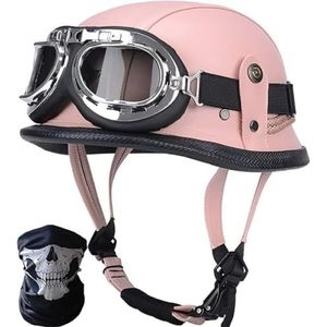 Vintage Duitse Motorfiets Halve Helmen Halve Schaal Helm met DOT/ECE, Jet Helm Retro, Chopper Helm, Retro Motorhelm, Scooter Helm, Open Helm, met Zonnebril, Snelsluiting K,XXL=63-64cm