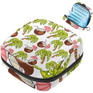 MUOOUM Opbergtas voor maandverband, zomer kokosnootpatroon menstruatiecup zakje, draagbaar maandverband opbergzakken vrouwelijke menstruatie eerste menstruatie tas voor tienermeisjes vrouwen dames