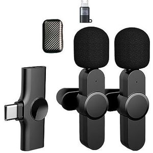 Draadloze Microfoon, 3 in 1 lavalier-microfoon Plug-and-play 3,5 mm slimme ruisonderdrukking 120 m draadloze transmissie draadloze microfoon(Dual MIC)