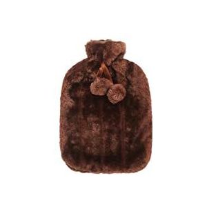 DieffematicRSD Warmwaterkruik Hoes for warmwaterkruik Pluizige hoes Huid Natuurrubber Pompom Winter Nepbont Warme grote warme handtas (Color : Brown)