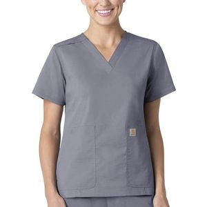 Carhartt Scrubs C12118 Rugged Flex Modern Fit V-hals Top voor dames, medium - tin