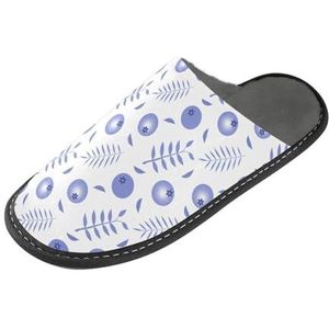 LI ZHI XIN Volwassen Pluche Slippers Dames Flanel Warme Huis Schoenen Met Antislip Mens Indoor Slippers Met PVC Zool Size 4-11 Fruit Blueberry Patroon, Meerkleurig, 4/5 UK