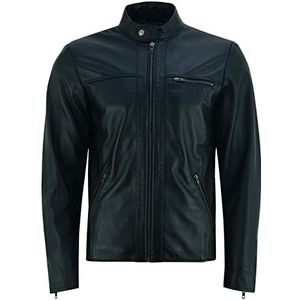 Vance Echt leren herenjack van 100% lamsleer (zwart) of rundleer (bruin), zwart, L