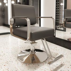 Kapsalonstoel, hydraulische kappersstoel, robuuste stylingstoel met antislip basis, 360° draaibaar en in hoogte verstelbaar ontwerp, haarstyling en schoonheidsapparatuur(Dark gray)