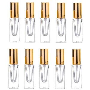 ZEGYES 10 stuks reisflessen van glas, verstuiver, mini, draagbaar, voor parfum, goud, 10 ml