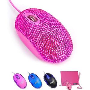 SOONGO USB Optische Bedrade Mini Computer Muis voor Latpot Muizen met Roze Kristal Bling Strass Grappig Gepersonaliseerd Cadeau voor Kinderen en Tiener Meisje Verjaardagscadeau van