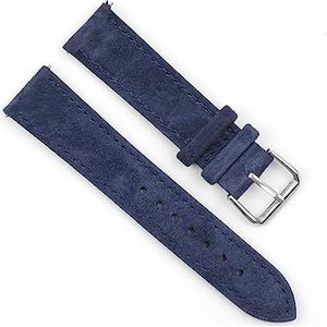 Zachte suede lederen horlogeband 18mm 19mm 20mm 22mm 24mm blauw horloge riemen roestvrij staal gesp horloge accessoires (Color : Dark blue, Size : 24mm)