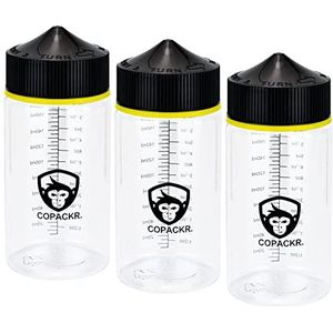 Copackr Chubby Gorilla V3 Druppelflessen, perfect voor op reis, vloeistofflessen, met kinderveilige dop, set van 3 (200 ml)