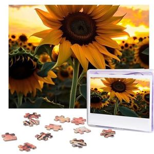 Boerderij zonnebloempuzzels gepersonaliseerde puzzel 500 stukjes legpuzzels van foto's foto puzzel voor volwassenen familie (51,8 cm x 38 cm)