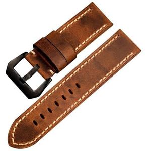 Jeniko Handgevouwen Italiaanse lederen horlogeband 24MM handgemaakte leren armband for heren compatibel met PAM111 441 bronzen horloge(Color:A Brack buckle,Size:21MM)