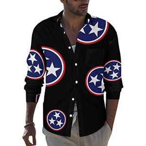 Tennessee vlag heren revers shirt lange mouwen button down print blouse zomer zak T-shirts tops 6XL