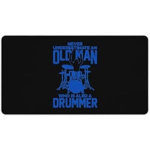 Oude Man Drummer Mode Bureau Muismat Antislip Gaming Muismat Accessoires Decor 40X75cm