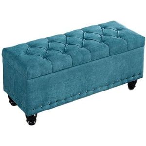 Nordic Opbergkruk Ingang Verandering Schoenenbank Voetenbank, Massief Houten Poten, Slaapkamer Bank Kruk Bed Eindkruk Comfortabel en duurzaam (Color : Lake Blue, Size : 40x40x45cm)