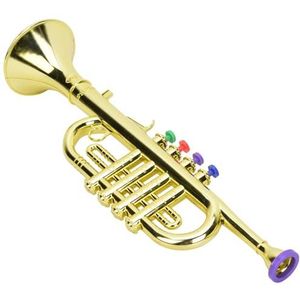 Kinder Trompeten Spielzeug, Golden beschichtet Trumpet Instruments Trompete mit 4 farbigen Ventilen/Noten TrompeteDeluxe für Kinder