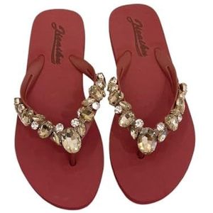 Doucheschoenen, Zomerslippers for dames - Lichtgewicht strandsandalen for casual comfort(Red,35 EU)