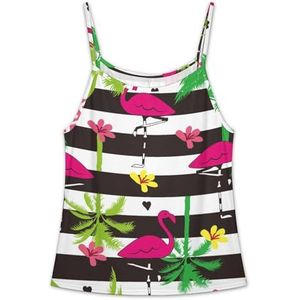 Zomer Tropische Flamingo's En Palmbomen Grappige Tank Tops Strapless Voor Vrouwen Nieuwigheid Buis Top Slim Fit Verstelbare Tee