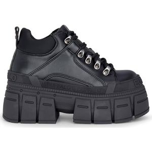 Buffalo Gospher Hike LO Dameslaarzen, veganistisch, veganistisch, nappa-plateau, dikke veterlaarzen, Zwart, 41 EU