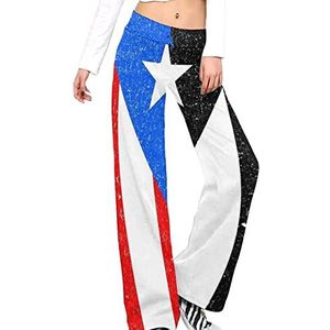 PR Vlag Half Zwart Puerto Rico Vlag Yoga Broek Voor Vrouwen Casual Broek Lounge Broek Trainingspak Met Trekkoord XL