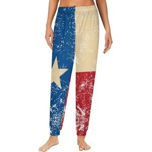 Retro Texas vlag dames pyjama lounge broek elastische tailleband nachtkleding broek print