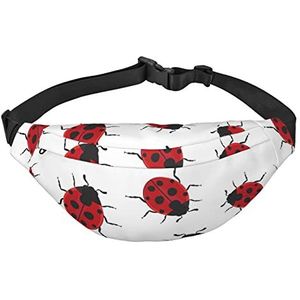 Creatieve Cartoon Kip Reizen Running Grote Crossbody Tas Waistpack Mode Leuke Taille Outdoor Sport Waistpack, Lieveheersbeestje, One Size