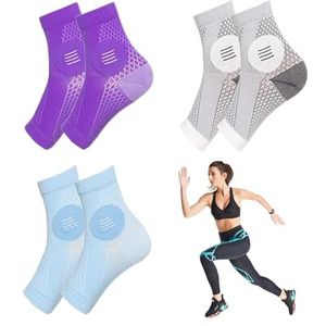 GIBOH Neuropathie Sokken | 3 paar teenloze steunsokken ademend,Kalmerende atletische sokken, dunne hardloopsokken voor voeten, zenuwbeschadiging, enkel