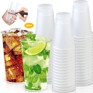 MOYKSRR 50-Delige Feestbekerset, Herbruikbare Bekers, Plastic Bekers 500 ml - 16 oz, Matte Plastic Bekers, Plastic Bekers Drinkbekers voor Borrelfeesten, Verjaardagen, Bruiloften