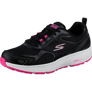 Skechers Go Run Consistent Sneakers voor dames, maat S, Zwart zwart leer synthetisch roze trim textiel Bkpk, 41 EU