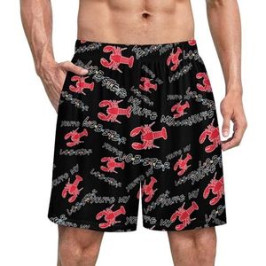 You're My Lobster grappige pyjama shorts voor mannen pyjamabroek heren nachtkleding met zakken zacht