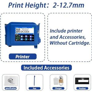 voor Datum Barcode Batchnummer Logo QR-code DC11 12,7/25,4 mm draagbare miniprinter, handheld inkjetprinter, niet-gecodeerde QR-barcode-afbeelding, logo-datumcoderingsmachine(12.7mm without ink)