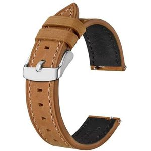 EDVENA Echt Lederen Band 18mm 19mm 20mm 21mm 22mm, Quick Release, Kalfsleer Horlogeband, Horlogeaccessoires For Mannen En Vrouwen(Tan - Silver,22mm)