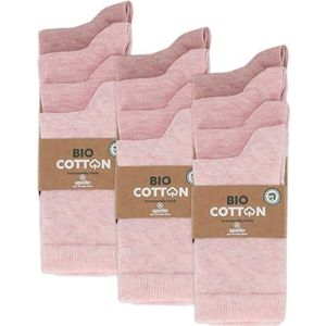 mehrstrumpf 8/12 paar kindersokken van 100% biologisch geteeld katoen jongens en meisjes zonder naad (model: Biolivia), 12 paar (Multi-Pink), 35/38 EU