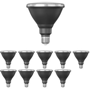 ledscom.de 10 stuks E27 LED lamp, PAR38 korte hals, warm wit (2700 K), 15,9 W, 1279lm, 43°, reflector spiegel (zilver)