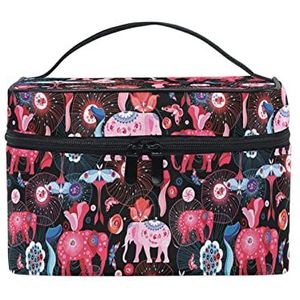 Kunst schattig baby cadeau olifant make-up tas voor vrouwen cosmetische tassen toilettas trein koffer