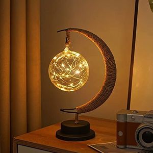 MIHTRA Metalen kooi tafellamp batterij aangedreven nachtlampje, zwart retro ijzeren metalen draad mand kooi stijl licht schaduw desktop licht, draadloze lamp decor opknoping draadloze lamp bedlamp