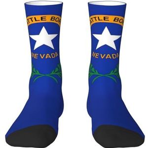 Evengigy Nevada Staat Vlag Grappige Sokken Crazy Fashion Cool Gepersonaliseerde Zachte Crew Sokken voor Mannen Vrouwen Unisex, Wit, One size