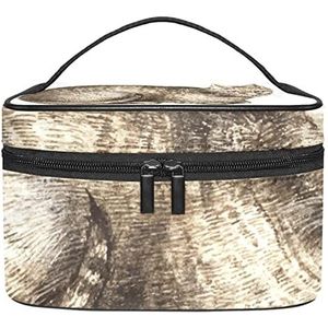 Make-up Organizer Bag, Travel Makeup Bag Organizer Case Draagbare Cosmetische Tas voor Vrouwen en Meisjes Toiletartikelen Bruin Cat-01, Meerkleurig, 22.5x15x13.8cm/8.9x5.9x5.4in
