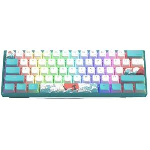 QPSJXN Mechanisch toetsenbord hot-swappable kabel RGB toetsenbord blauw thema met PBT-toetsenbordcaps compatibel met Windows-pc-spelers (WK61 Green)